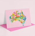 Australia Map Pink Card