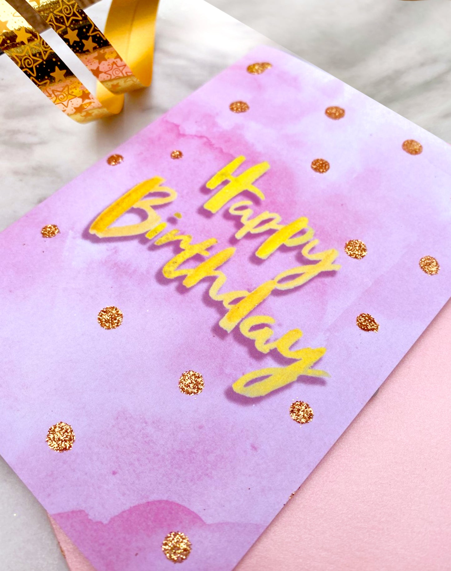 Glitter polka dot Birthday Card